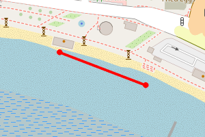 A map showing the Southend Jubilee Beach at Pebbles One beach stretch plotted on it