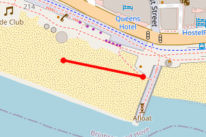 A map showing the Brighton Beach beach stretch plotted on it